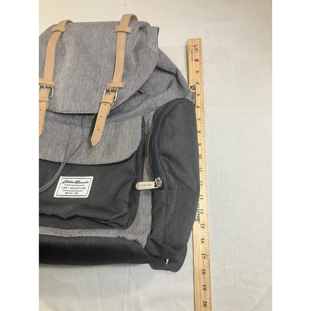 Eddie Bauer First Adventure Gray Diaper Backpack Insulated Pocket Heritage Style - Picture 2 of 10